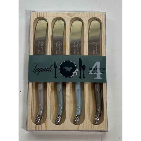 FRENCH HOME Laguiole Cheese Spreader Set of 4 -Stainless Steel-Multicolored - Picture 1 of 7